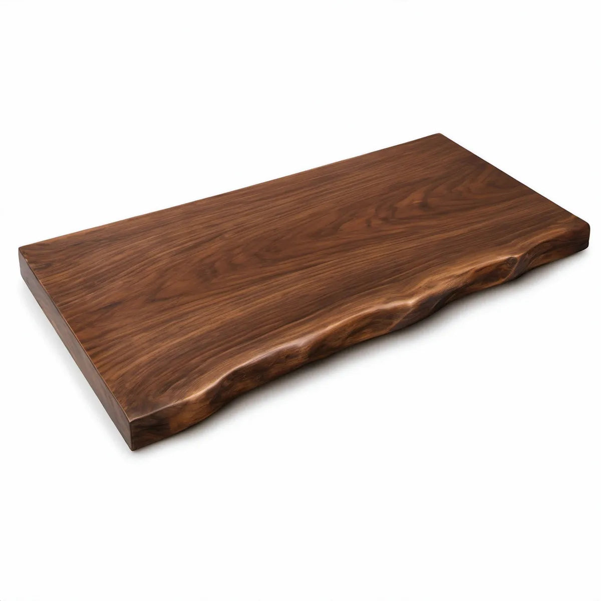 Półka ścienna z litego drewna orzechowego z naturalną krawędzią 80 x 30 x 4 cm Ciemnobrązowa