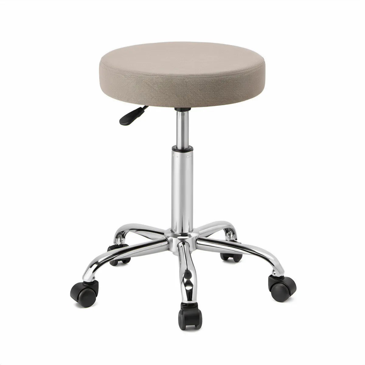 Taboret obrotowy z regulacją wysokości 46–61 cm, siedzisko Ø 35 cm, beżowy
