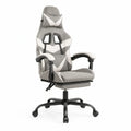 Ergonomiczny fotel gamingowy z wysokim oparciem, podnóżkiem i poduszką pod kark, szaro-biało-czarny, 65 x 65 x 120-130 cm