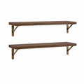 Zestaw 2 brązowych półek ściennych MDF 120 × 20 × 3,8 cm ze wspornikami w kolorze starego mosiądzu