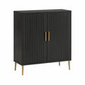 Dwudrzwiowy kredens z płyty MDF 80 x 40 x 100 cm Czarny/Złoty