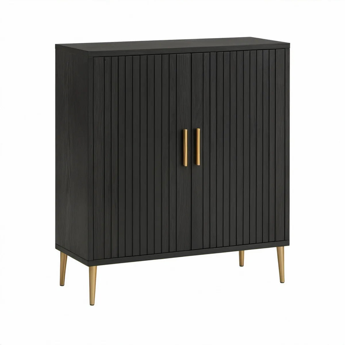 Dwudrzwiowy kredens z płyty MDF 80 x 40 x 100 cm Czarny/Złoty