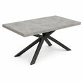 Stół do jadalni 160 x 90 x 75 cm z blatem MDF w dekorze szarego betonu i czarną stalową podstawą