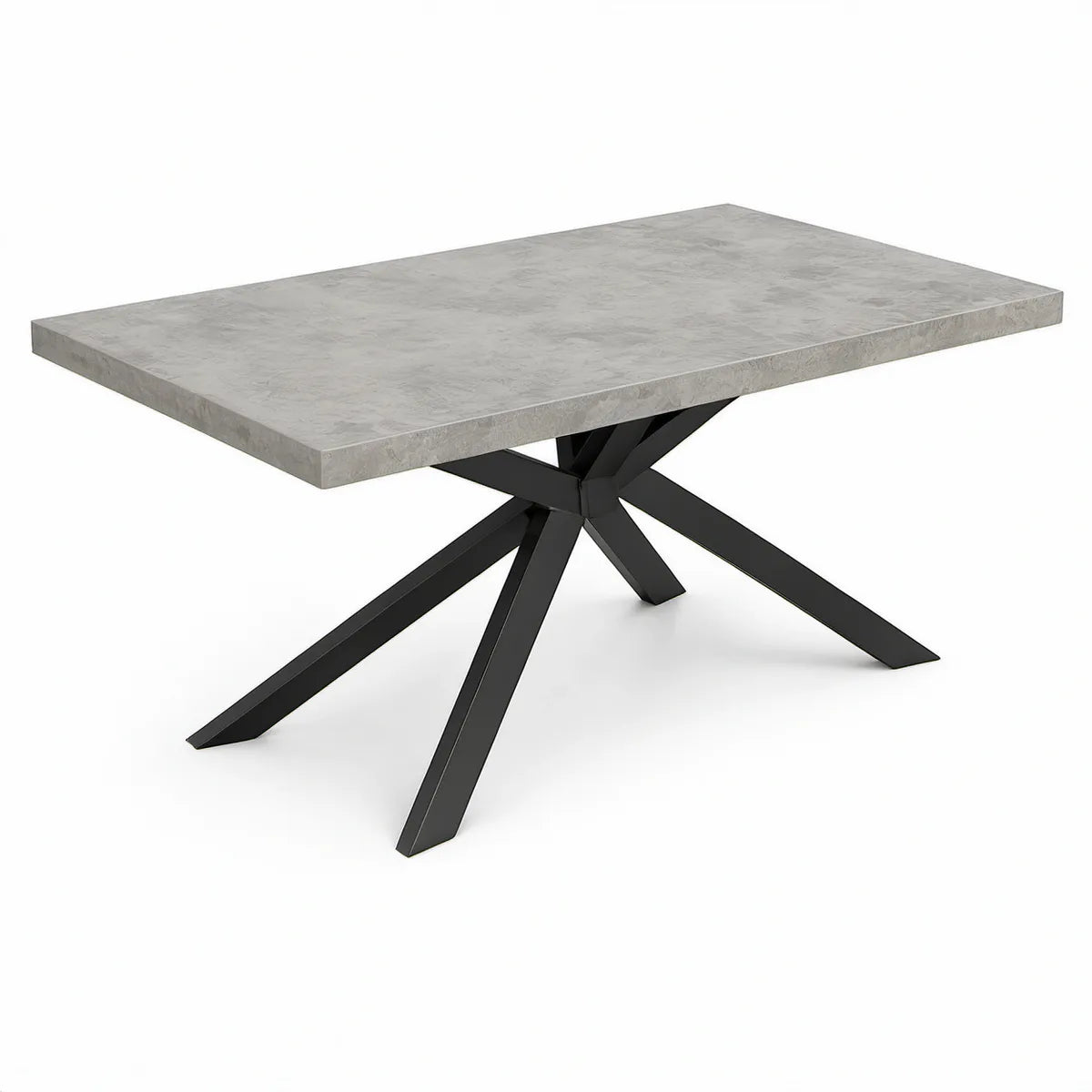 Stół do jadalni 160 x 90 x 75 cm z blatem MDF w dekorze szarego betonu i czarną stalową podstawą